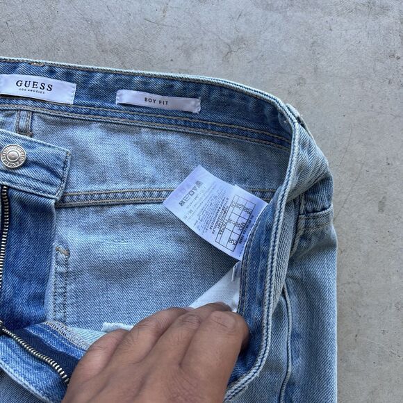 GUESS boy Fit Light Blue Jeans Size 30 Women Casual Distressed Inseam 30 - Picture 3 of 4